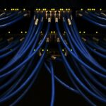 a bunch of blue wires connected to each other